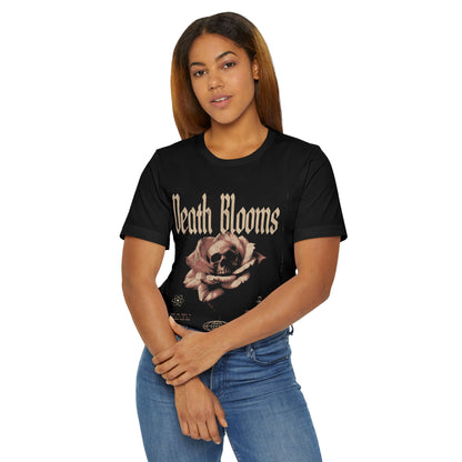 Death Blooms Unisex Jersey T-Shirt - Edgy Floral Skull Design