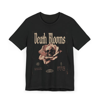 Death Blooms Unisex Jersey T-Shirt - Edgy Floral Skull Design